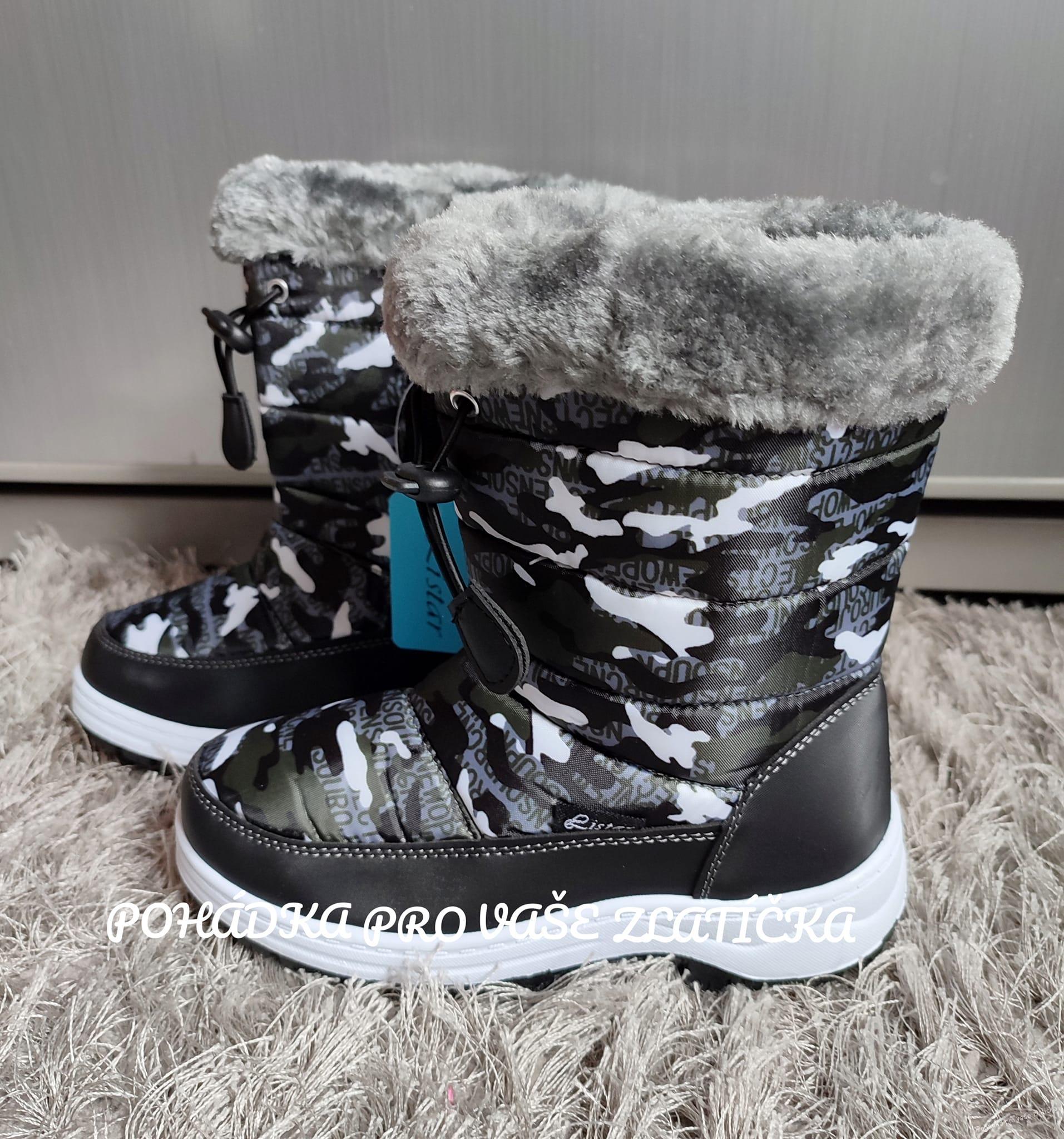 Dětské zateplené sněhule maskáč