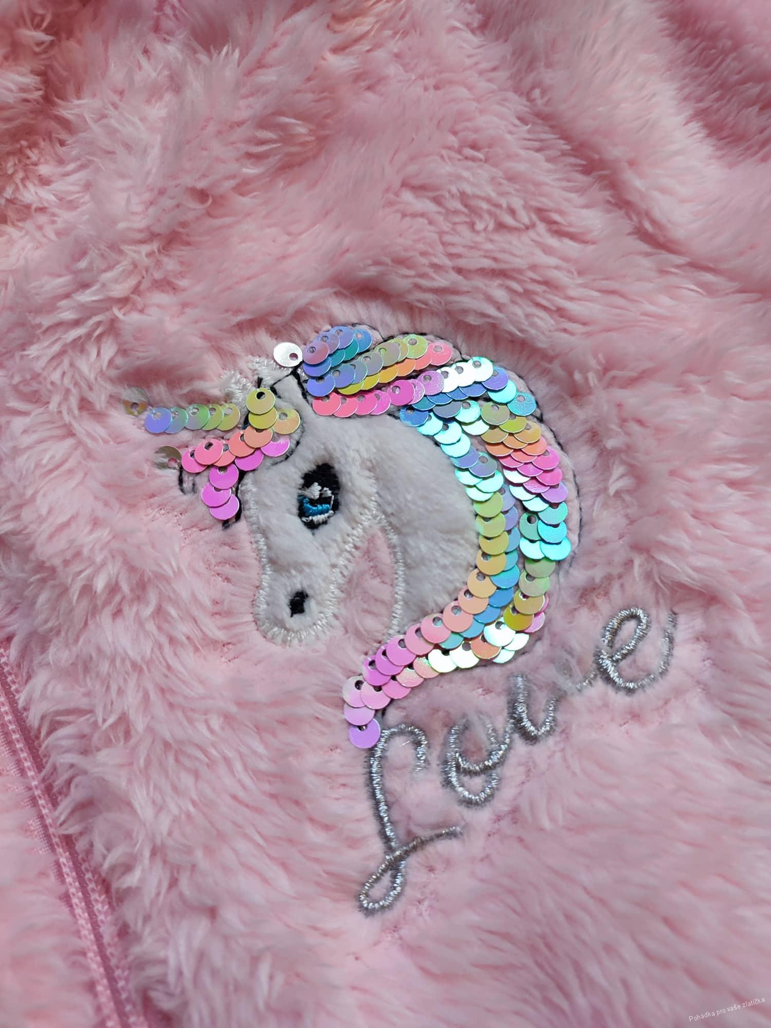 Dívčí plyšová mikina s flitry Unicorn