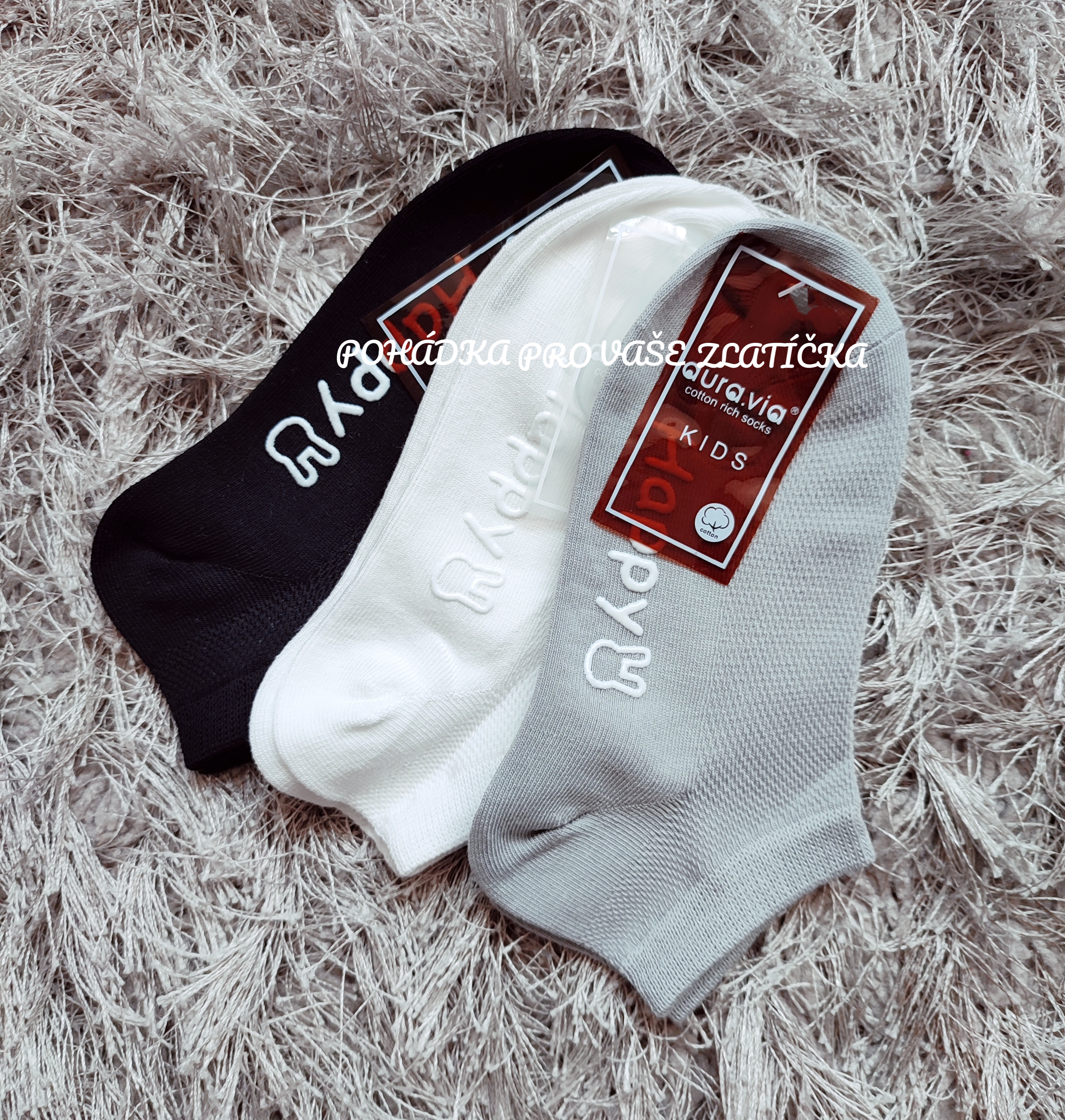 Dětské kotníkové protiskluzové ponožky Aura.via 3pack
