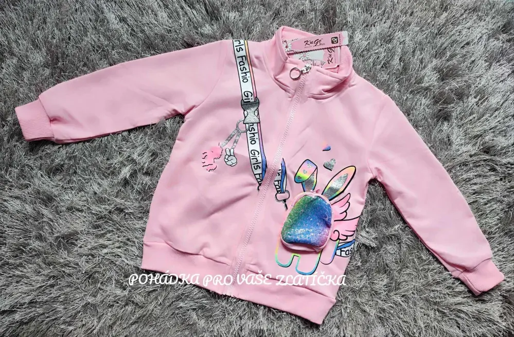 Dívčí mikina KUGO s kapsičkou na zip (98-128)