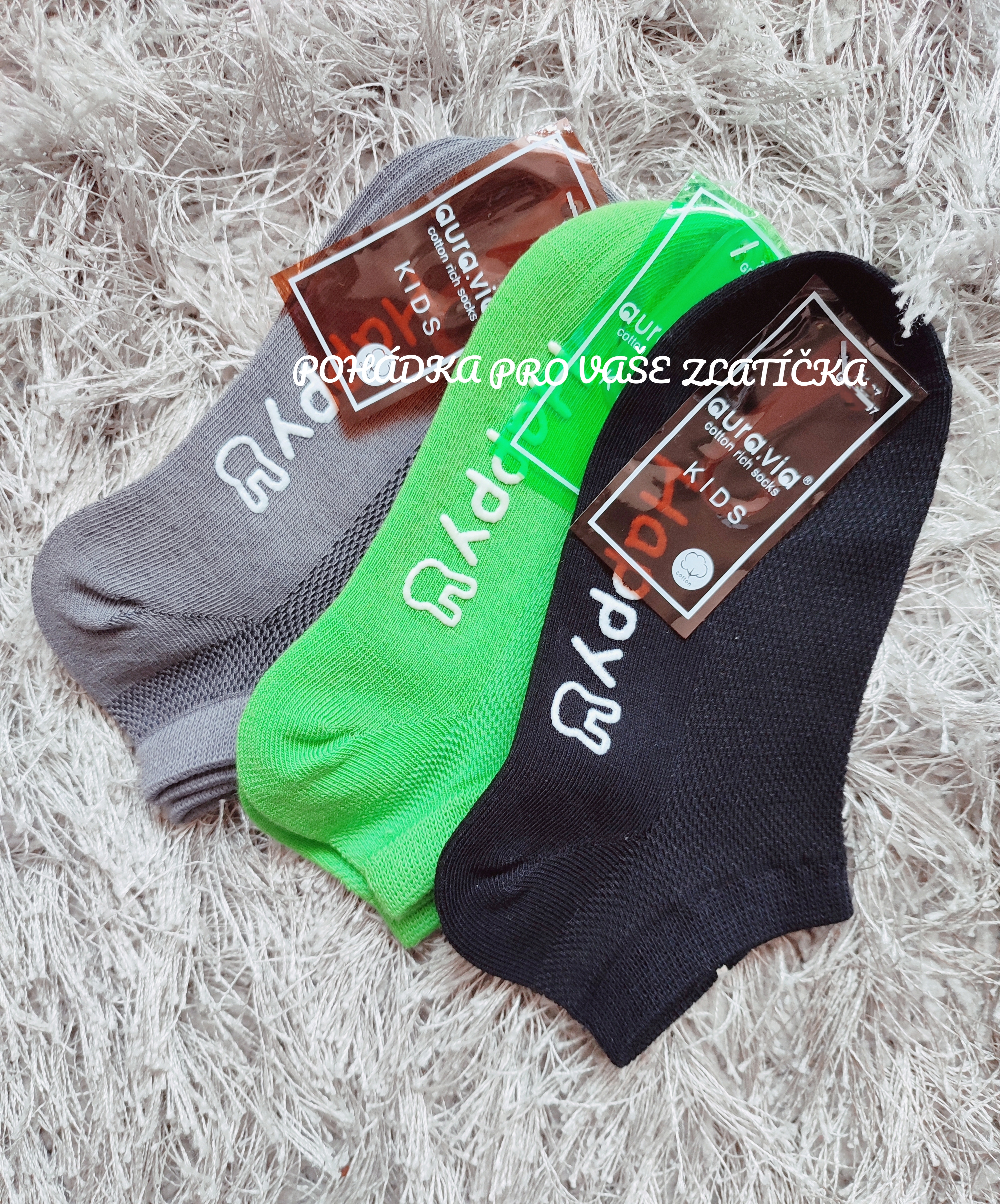 Dětské kotníkové protiskluzové ponožky Aura.via 3pack